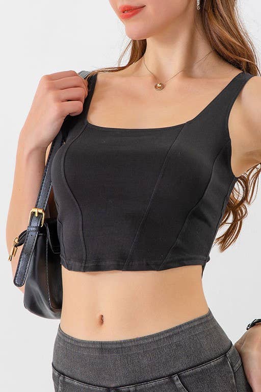 Rosa Clothing - Wholesale Tank Top - Women's - elasticated denim crop tank top brami top0