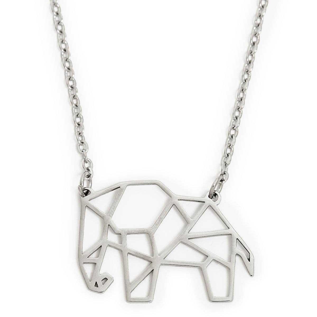 Annie Oak – wholesale Pendant/charm necklace – Elephant Geometric Necklace Silver1