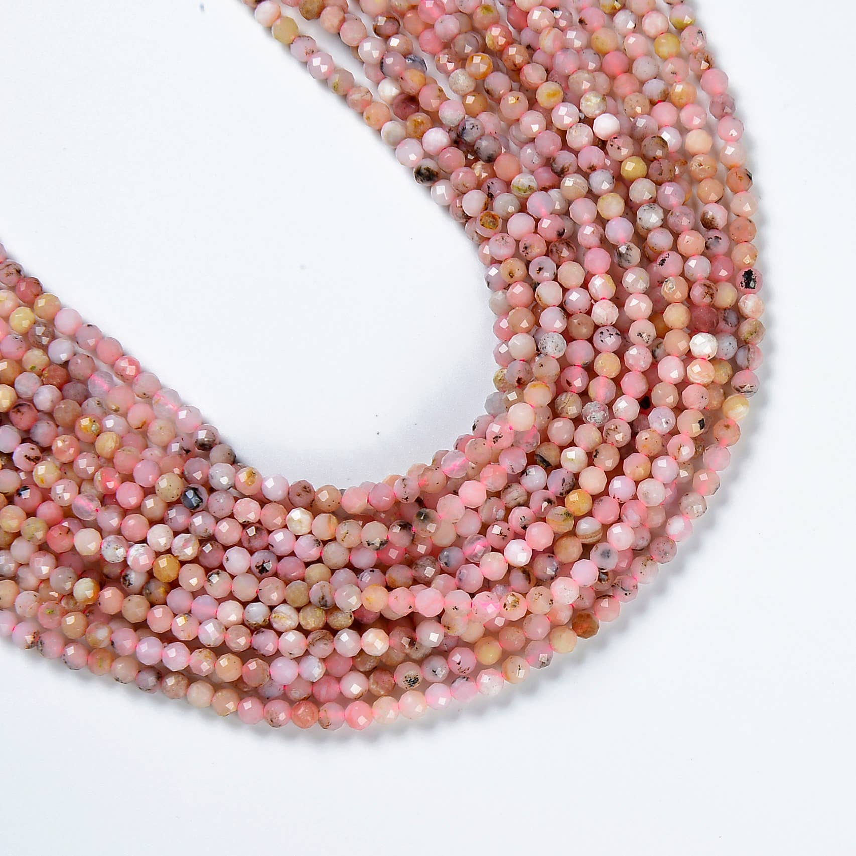 Beads Creation - Wholesale Beads - Peruvian Pink Opal Genuine Faceted Round Bead 3mm PRP5056