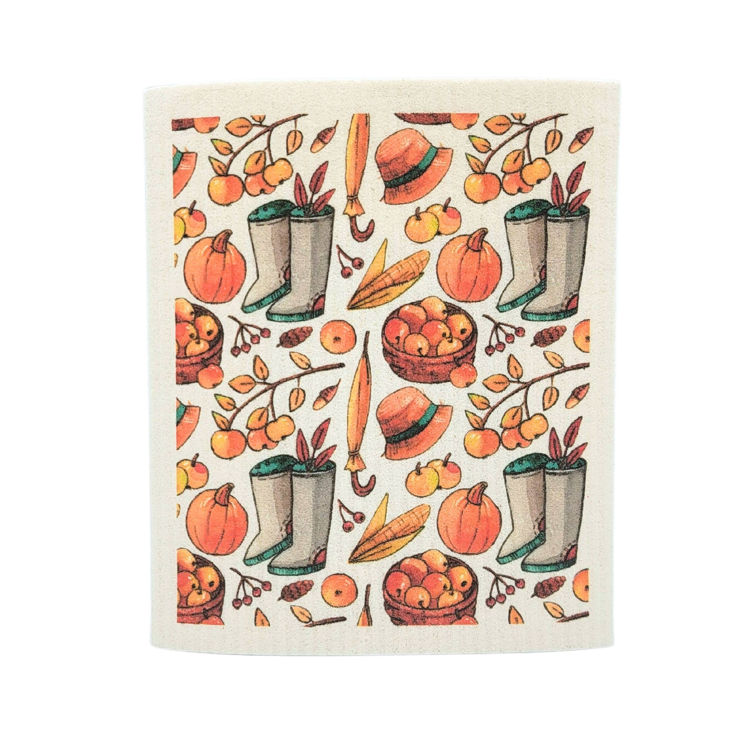 Driftless Studios - Wholesale Dishcloth - Fall Apple Picking Swedish Dishcloth - Fall Decor