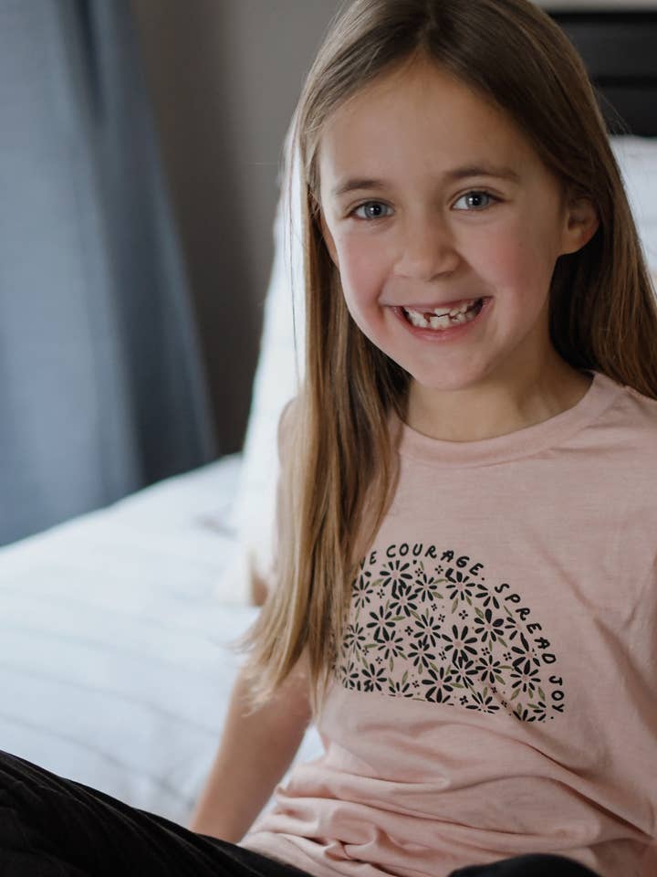 Be Kind. Have Courage. Spread Joy. Toddler + Youth Tee for wholesale by Storied Folk & Co.