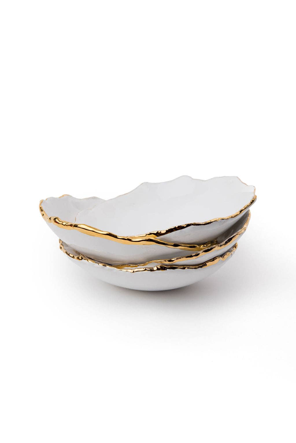 Flair Interiors - Wholesale Decorative Plate/Dish/Bowl - White And Gold Ceramic Bowls