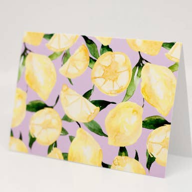 Ensemble de cartes de notes au citron et à la lavande | Ensemble de 8 cartes vierges pour la vente par Sarah Curran Designs