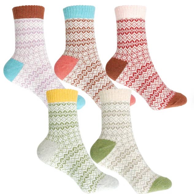 My Wholesale Warehouse - Wholesale Socks - Women's - Generise Pack of 5 Pairs Ladies Thick Wooly Socks19