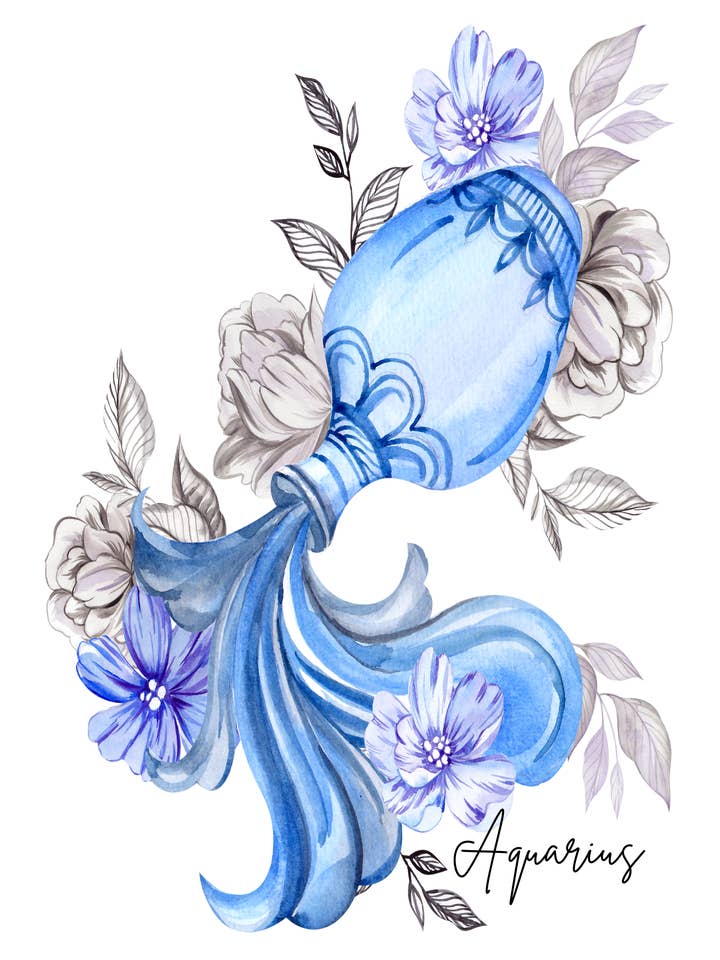 TIRAGE D'ART AQUARELLE ZODIAQUE AQUARIUS 8x10 pour la vente par Soraya Moon Co.