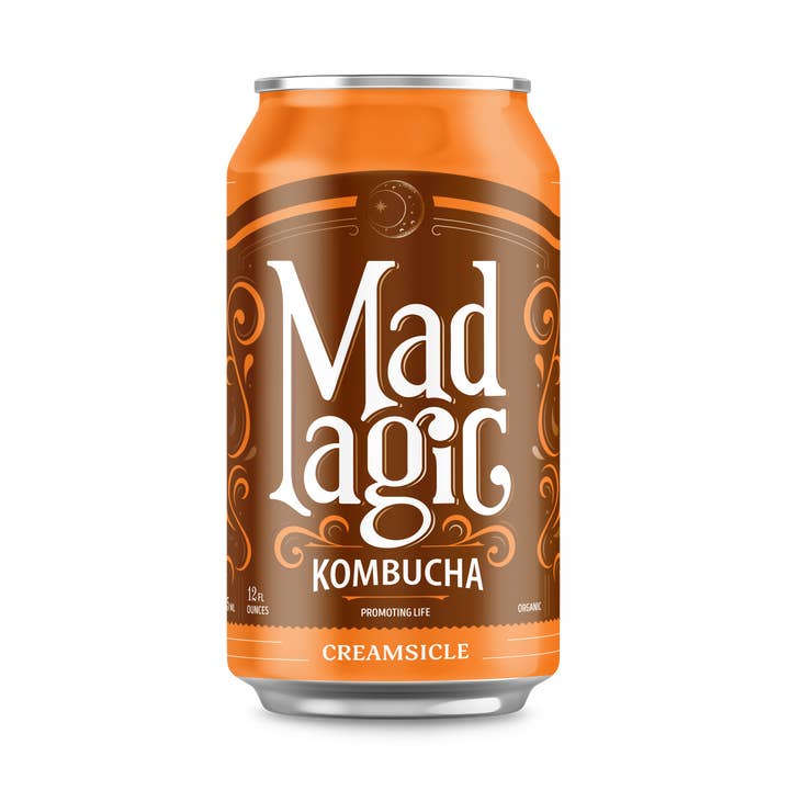 Creamsicle Kombucha for wholesale by Mad Magic Kombucha