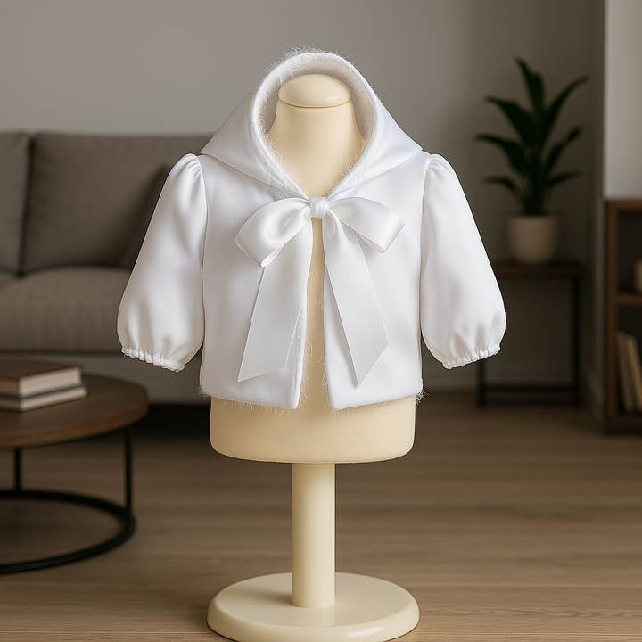 Bajabella – Großhandel Jacke – Baby – Babyjacke für Mädchen, Taufbolero, Kunstfell, Satin