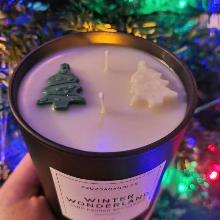 FruzsaCandles - Wholesale Jar/Filled Candle - Winter Wonderland, Pine Scented Candle/ Christmas Tree Scent / Handmade Soy Candle/ Highly scented candle