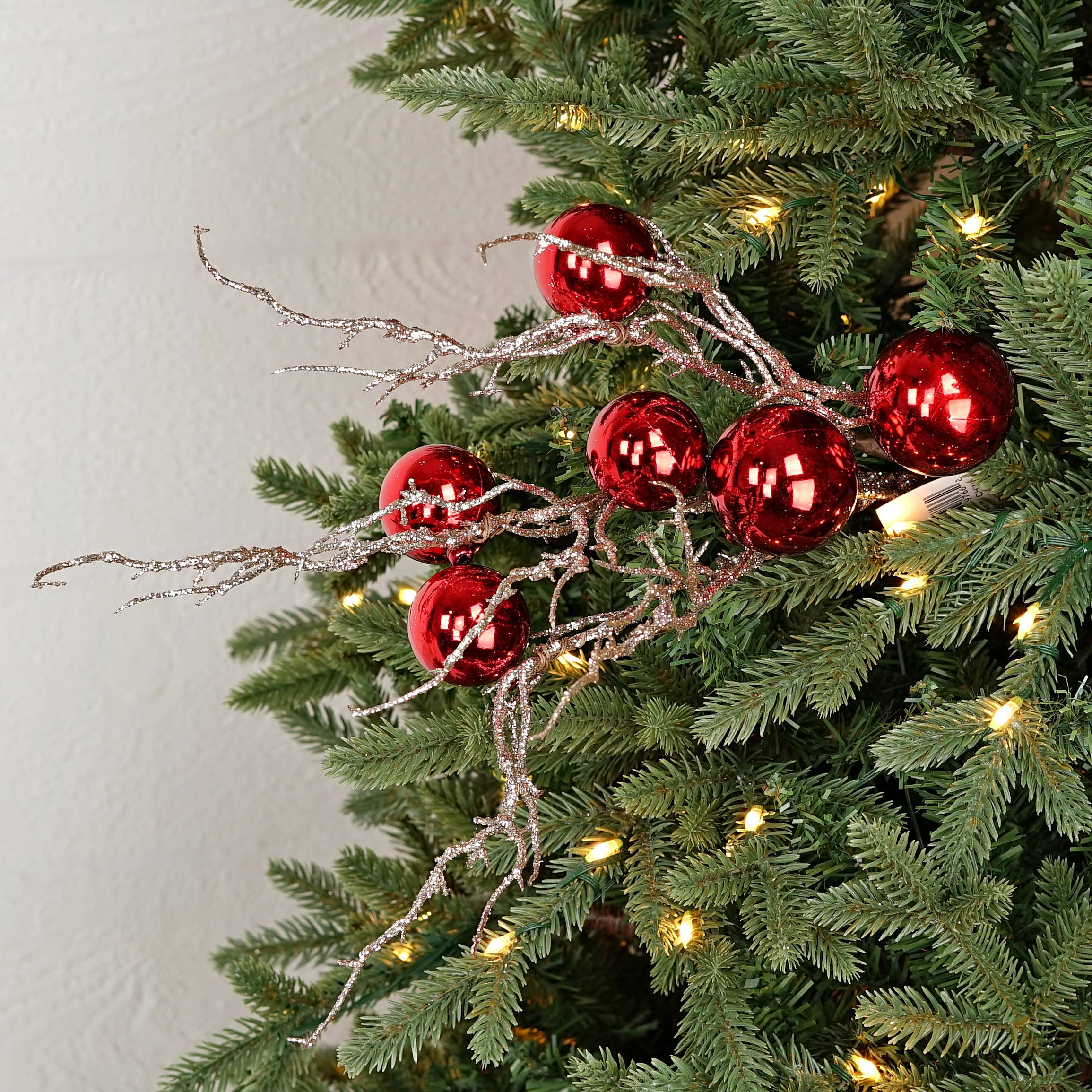 Holiday Depot Inc. - Wholesale Christmas Decoration - 29766- 20in Glitter Twig Pick with Balls-Red-4