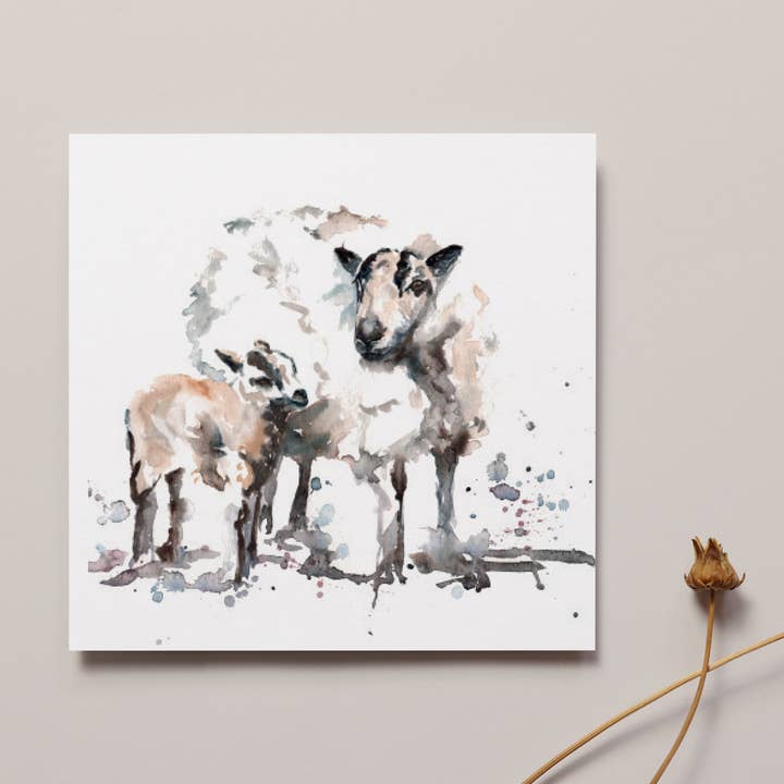 Badger Sheep Greeting Card for wholesale by Meg Hawkins Art