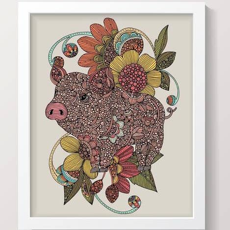 Hello Little Piggy, stampa artistica su cartoncino opaco 8x10 per la vendita all'ingrosso da parte di Valentina Harper
