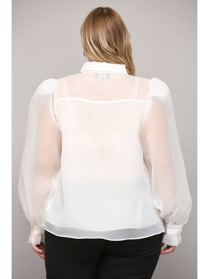 FATE – wholesale Buttoned-down shirt – Women's – FRILLED PLACKET PUFF SLV BLOUSE FT9959P4