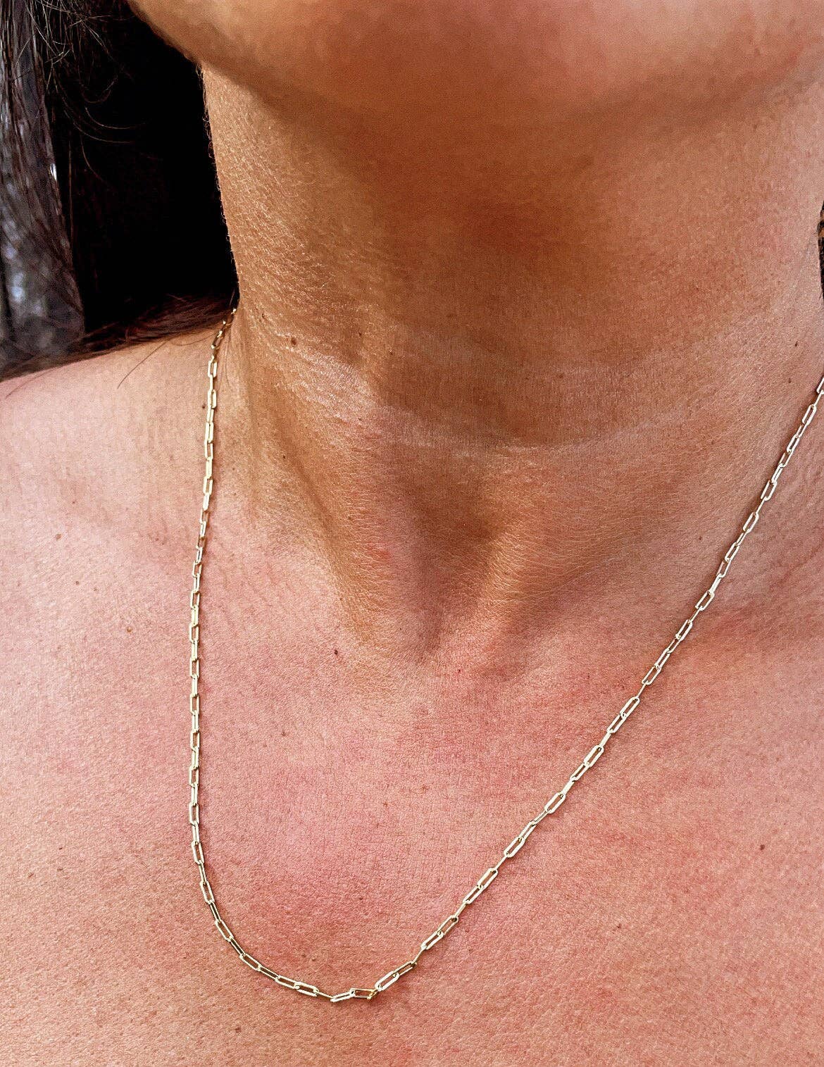 Milie - Wholesale Link & Chain Necklace - 18k GF 2mm Dainty Paper Clip Chain Necklace3