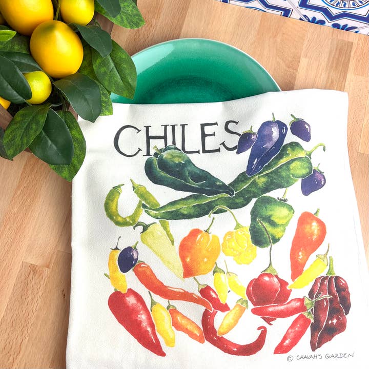 Torchons en sac de farine, Chiles, thème jardin sud-ouest pour la vente par Chavah's Garden – Chavah's Garden