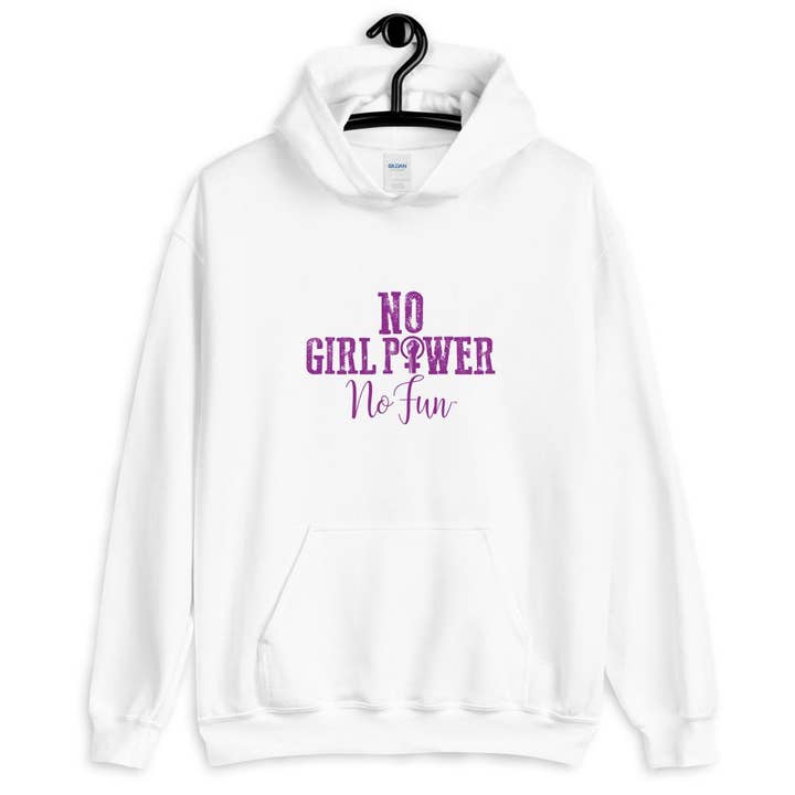 Geen Girl Power Geen Plezier, Dames, Hoodie, Wit voor wholesale door No Fun Company
