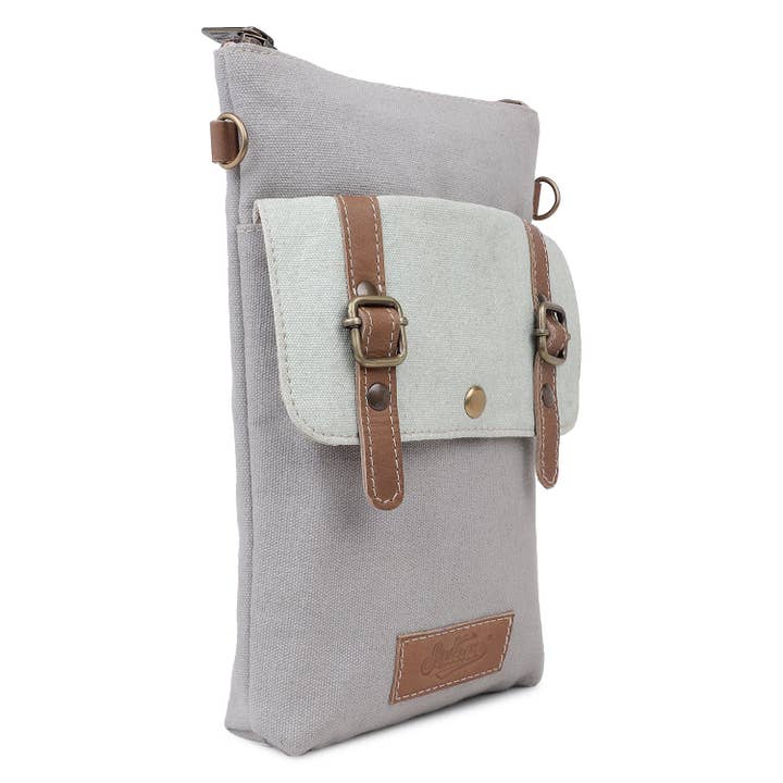 Sixtease Bags USA - Wholesale Crossbody Bag - Women's - Canvas & Leather Women's Crossbody Bag - Platinum/Grey2