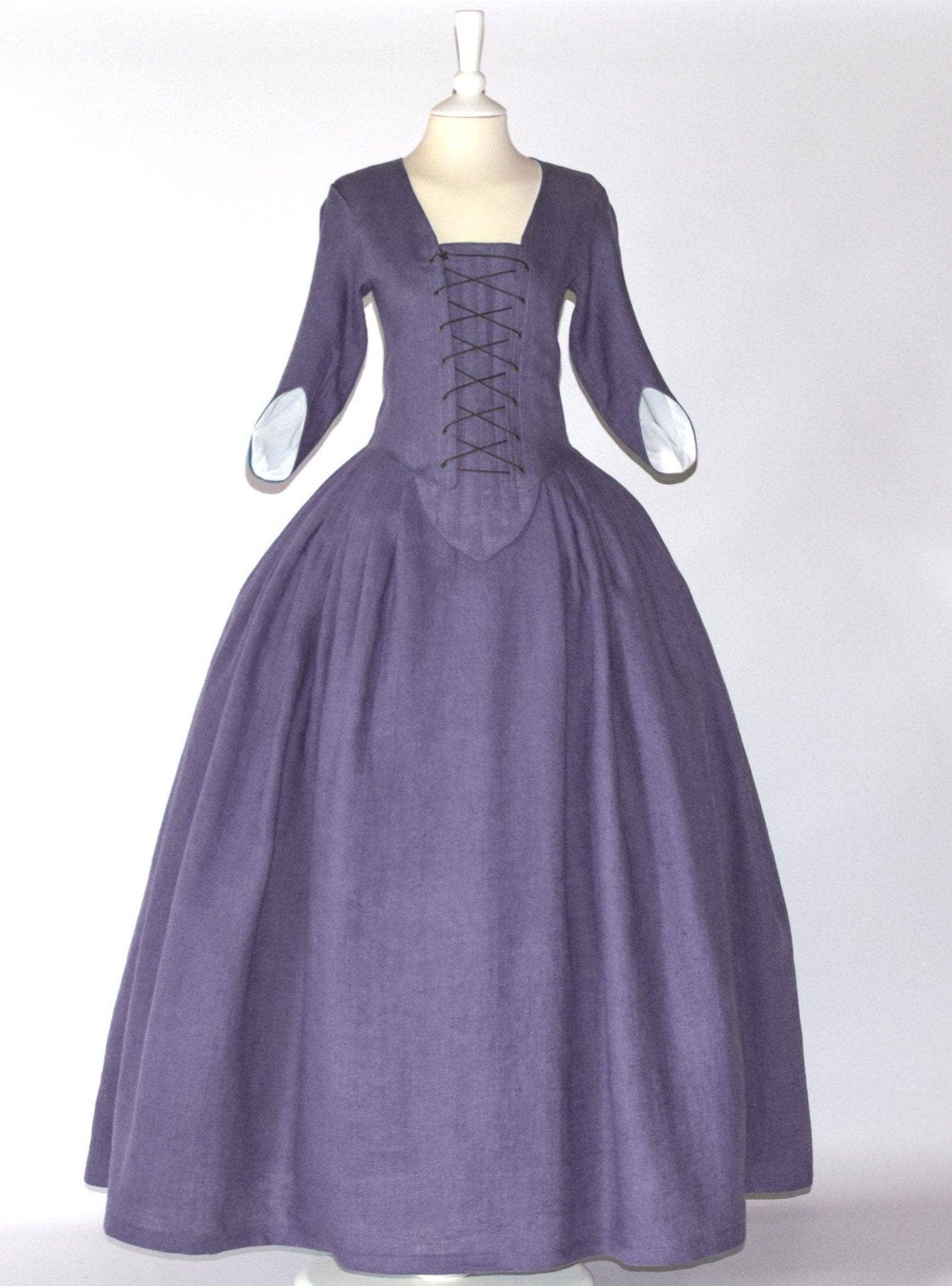 Atelier Serraspina - Vente Déguisement – femme - Costume de paysan DORINE en lin violet prune0