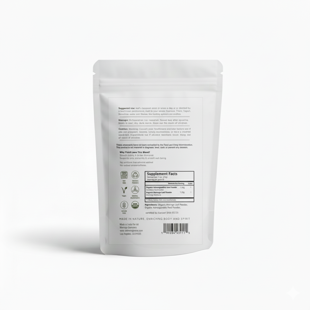 All Moringa - Wholesale Protein/Superfood Powder - Organic Moringa & Ashwagandha Powder – Adaptogenic Superfood blend for Stress & Energy 4oz USDA Organic, Non-GMO1