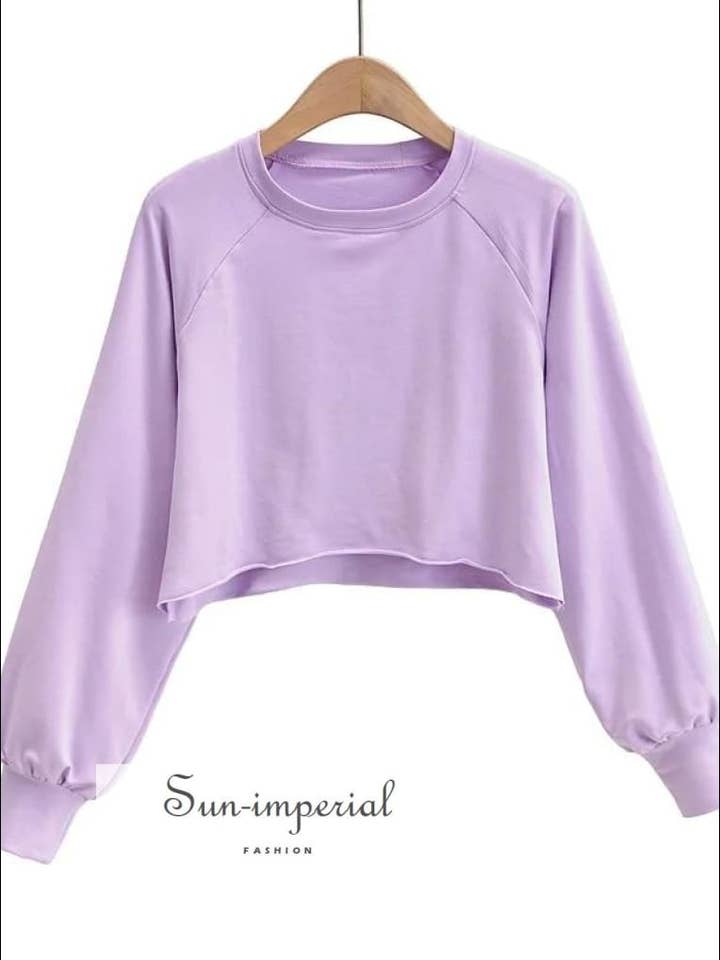 Purple Violet Mulheres Gola Redonda Manga Raglan Oversized por atacado de Sun Imperial
