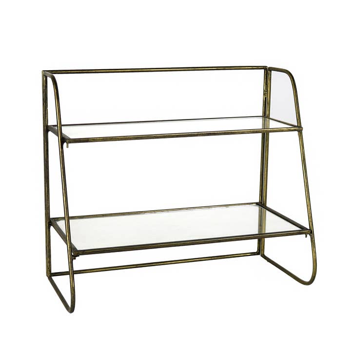 Lena Two-Tier Stand with Glass Shelves, Brass - Brass and other Purchase Wholesale towel bars. Free Returns & Net 60 Terms on Faire trending on Faire.