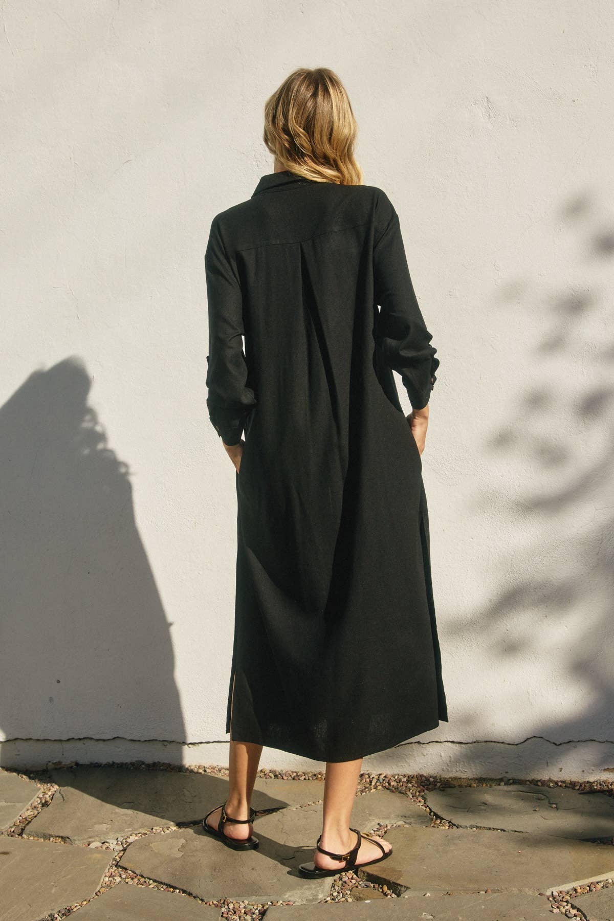 Dress Forum - Wholesale Dress - Women's - Cotton Linen Pleated Longline Shirt Dress (1)14