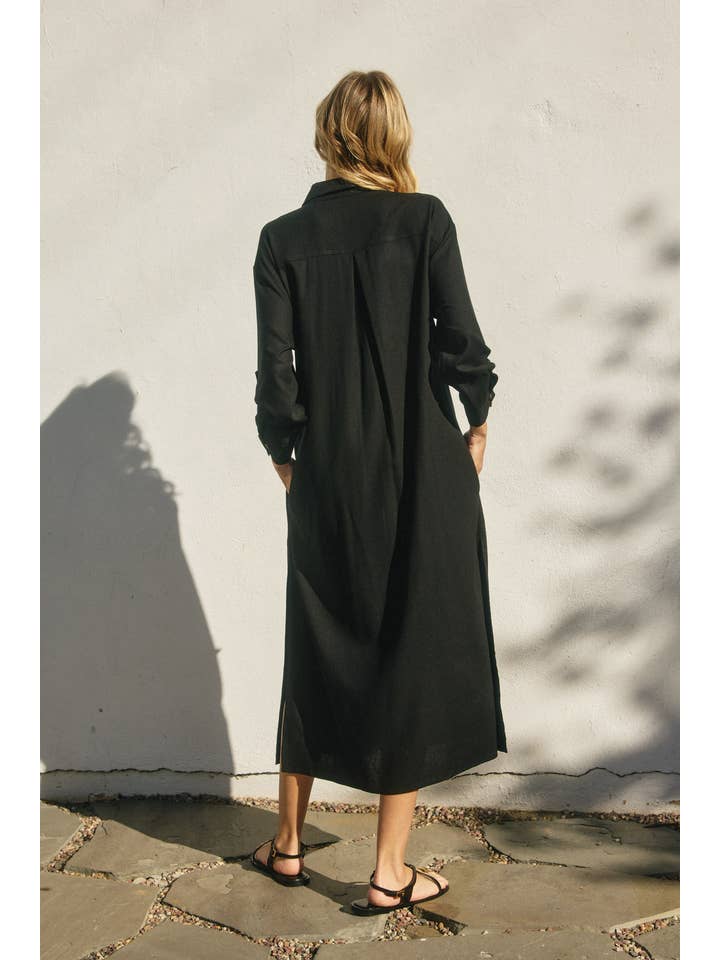 Dress Forum - Wholesale Dress - Women's - Cotton Linen Pleated Longline Shirt Dress (1)14