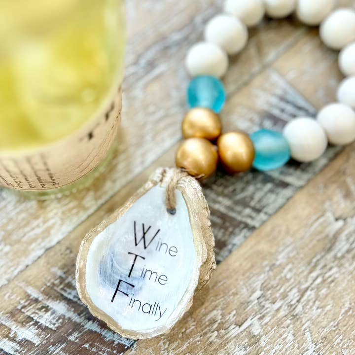 Coast and Cork - Wholesale Wine Charm - WTF Wine Time Finally - Beaded Wine Bottle Charm