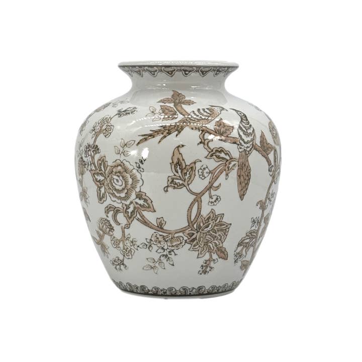Galt International Company – Engroshandel Vase – Brun keramisk chinoiserie vase 10"7
