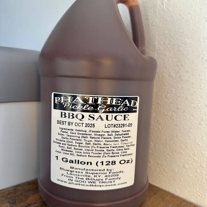 Phathead BBQ Sauce~Pickle Garlic Gallon for wholesale by Phathead BBQ Sauce