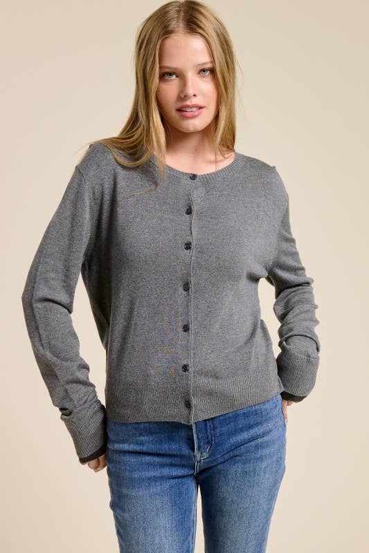 Charlotte Avery - Wholesale Cardigan - Dames - Cardigan met contrasterende manchetten van kasjmiermix8