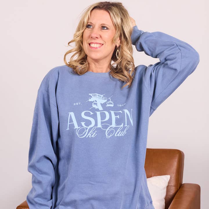 Aspen Ski Club Comfort Colors Wholesale Crew Sweatshirt - Fast Shipping for wholesale by Limeberry Designs