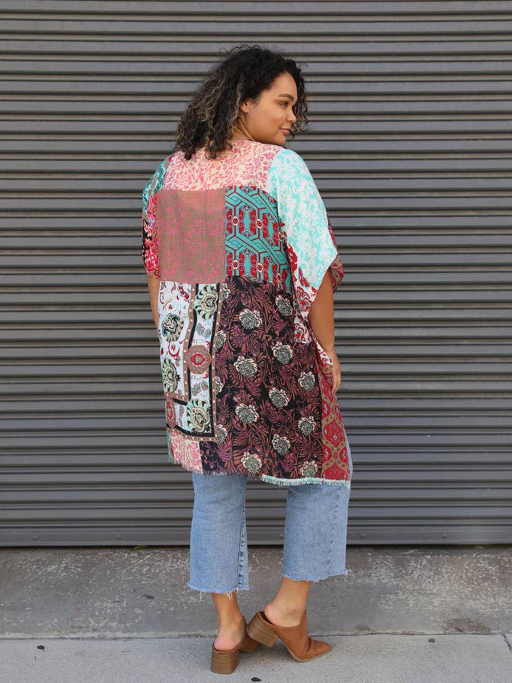 Leto Accessories - Wholesale Kimono - Women's - Plus Size Floral Patchwork Kimono0
