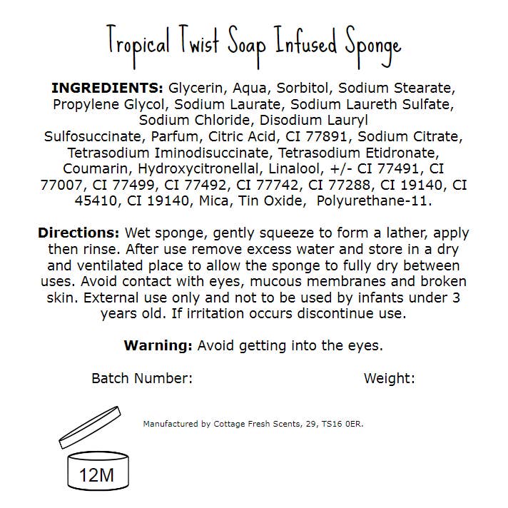 Cottage Fresh Scents – wholesale Bath pouf/sponge – Tropical Twist Soap Infused Exfoliating Massage Sponge2
