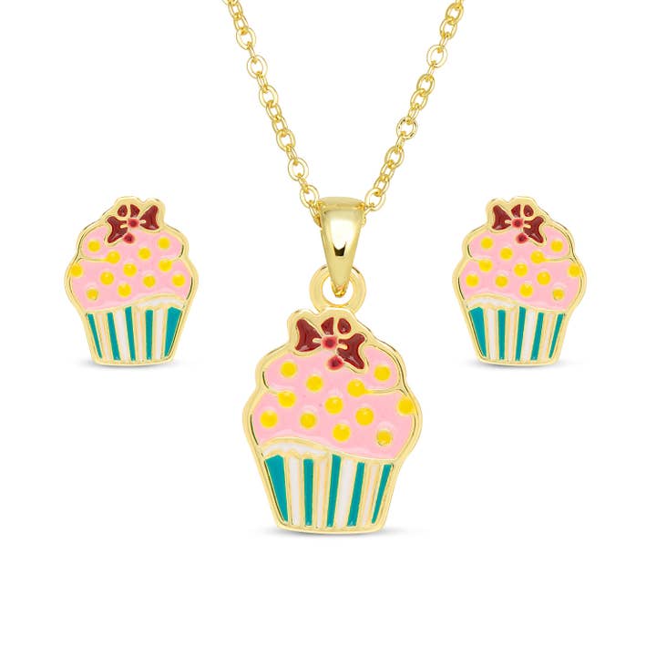 Cupcake halsband och Örhängen Set för wholesale av Lily Nily