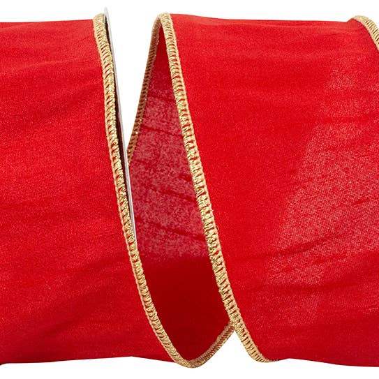 Dupioni Colors Deluxe Wired Edge, Red/gold, 2-1/2 In for wholesale by RELIANT RIBBON