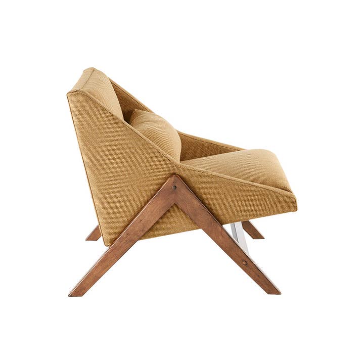 Olliix - Wholesale Chair - Recessed Arms Modern Mid-Century Accent Chair, Mustard *