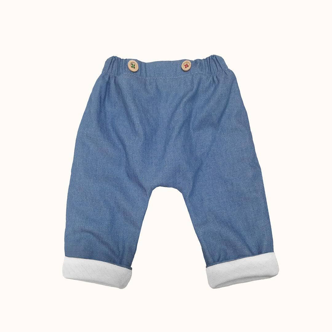 Pim-Pam-Pum - Wholesale Top & Pant Set - Baby - 2-Piece White/Blue Denim Outfit3