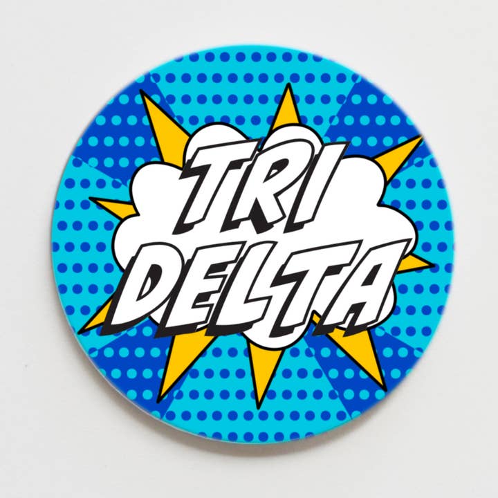 Tri Delta Super Greek Button - 3.00 inch for wholesale by Good Vibez Collegiate