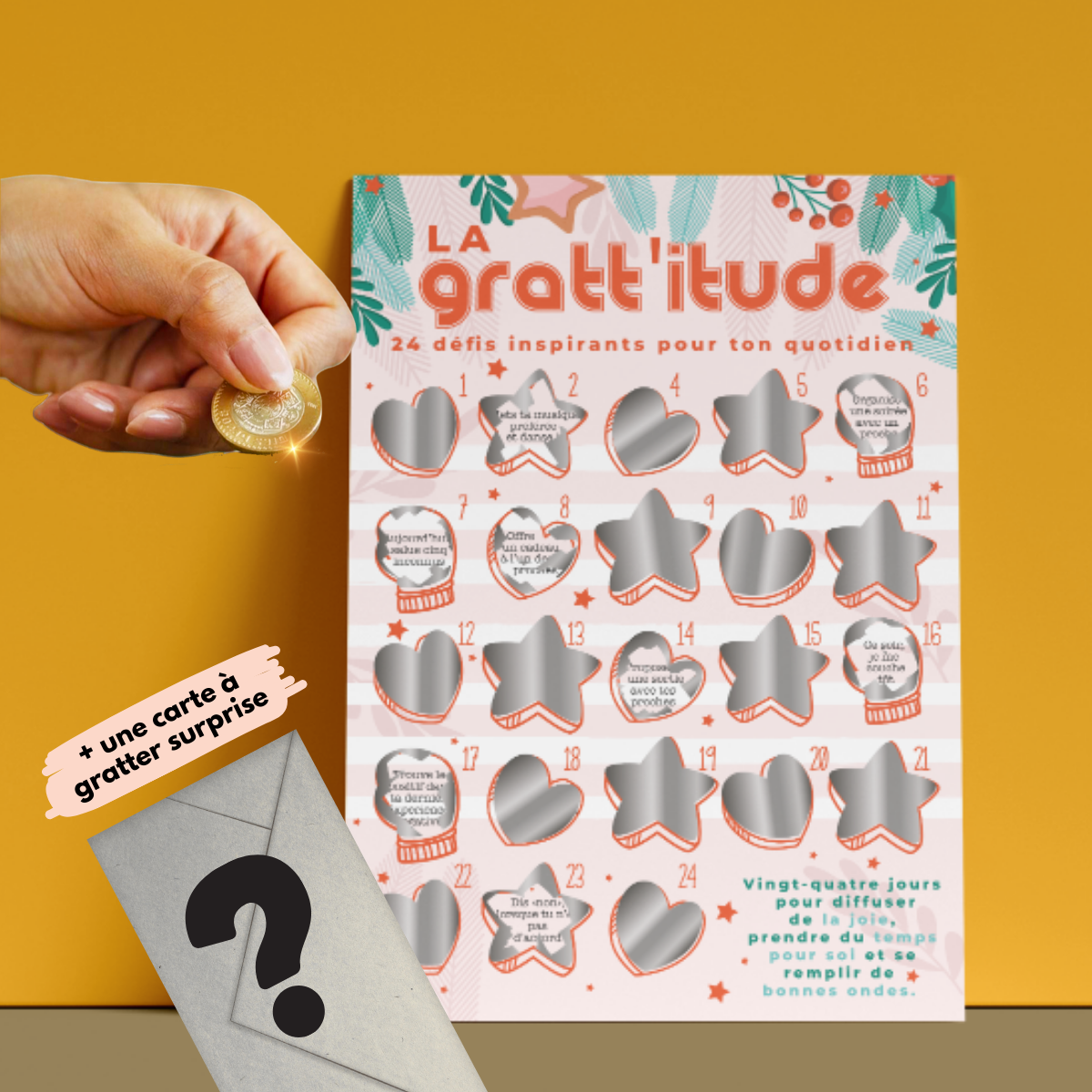 GRATTE MOI papeterie – wholesale Kortspel – Solo wellness-adventskalender med skraprutor – Gratt'itude8