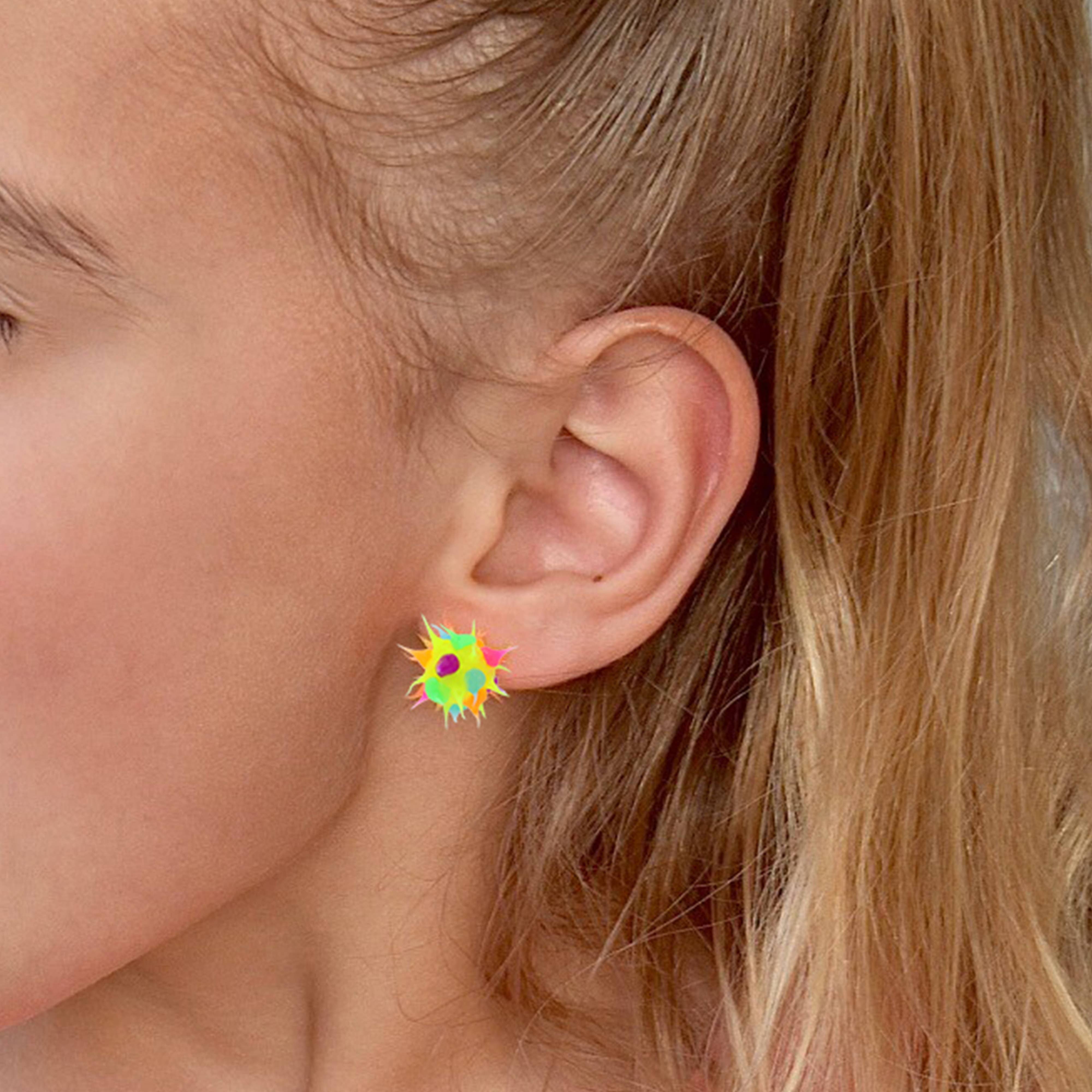 Natalia - Wholesale Jewelry Set - Spiky Neon Silicone Y2K Icons Stud Earrings - SET 36 Pairs9