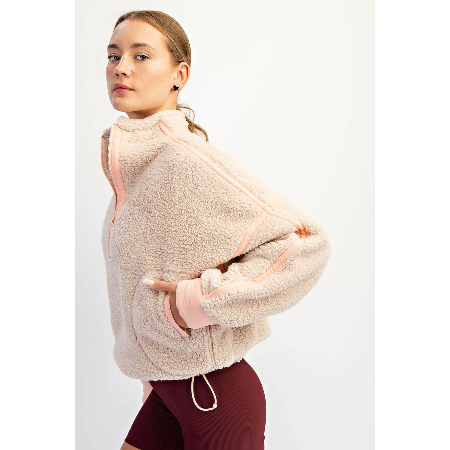 Rae Mode - Wholesale Jacket - Women's - SHERPA MOCK NECK QUARTER ZIP JACKET3