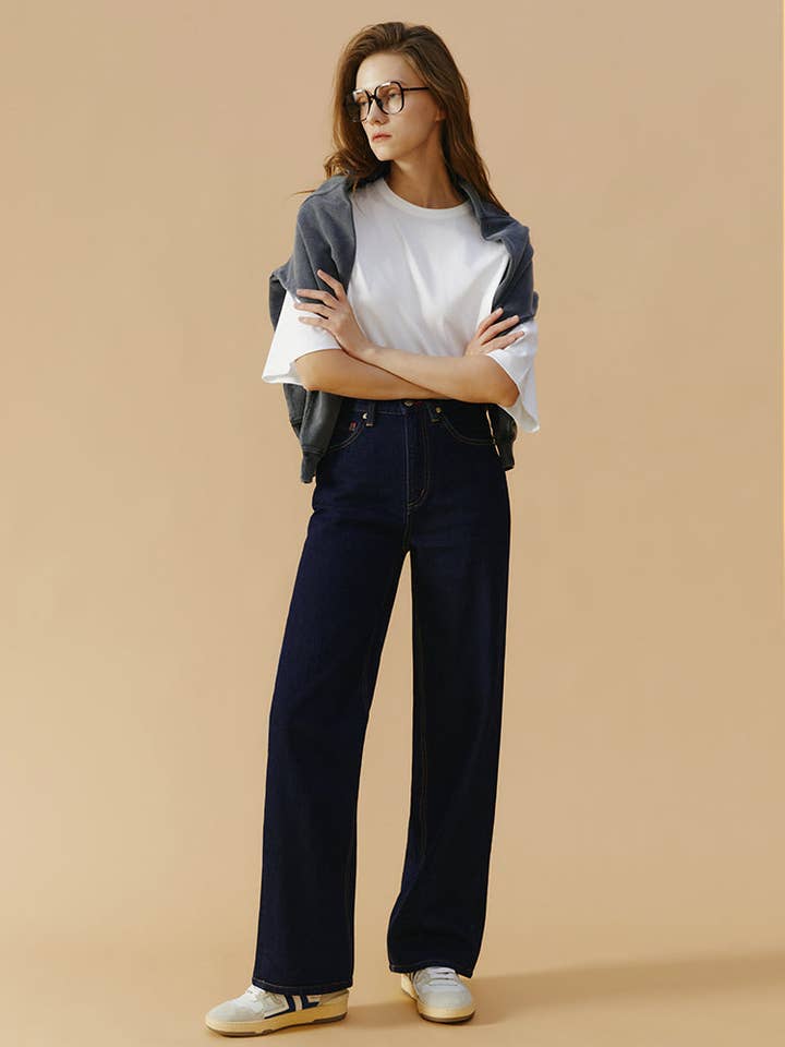 Coney Island Whitefish High Rise Wide Jeans HJ007 for wholesale by Hey Joanie