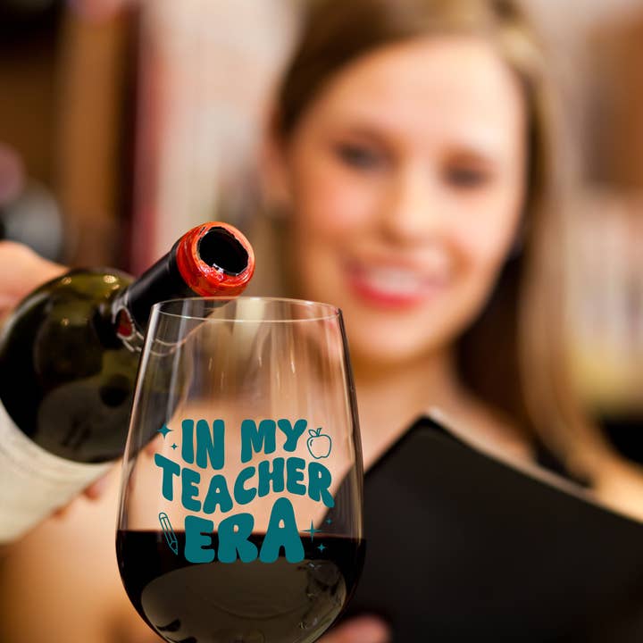 Cedar Crate Market - Wholesale Wine Glass - In My Teacher Era Wine Glass
