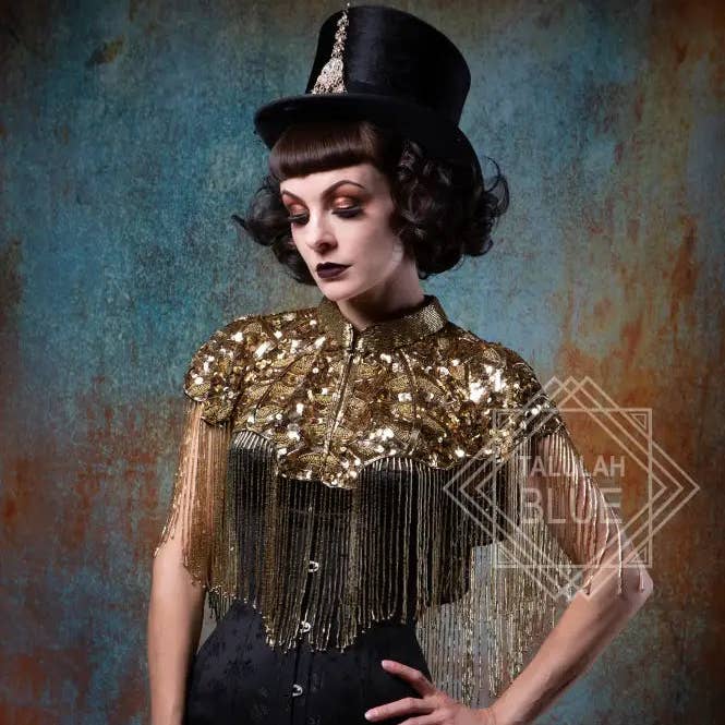 1920 Gold Embellished Beaded Great Gatsby Cape Fringe Top and other Purchase wholesale sequins beads. Free returns & net 60 terms on Faire trending on Faire.
