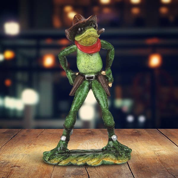 7.25"H Cowboy Frog Funny Animal Figurine Home Decor Gifts for wholesale by FC Design
