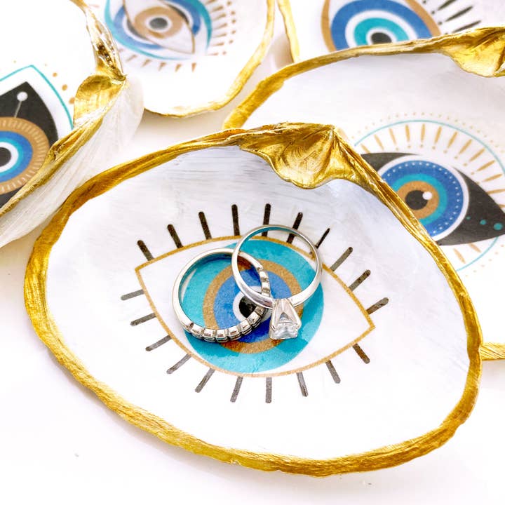 Adori Designs - Wholesale Jewelry Dish - Evil Eye Protection Eye Trinket Clam Shell Ring Dish5