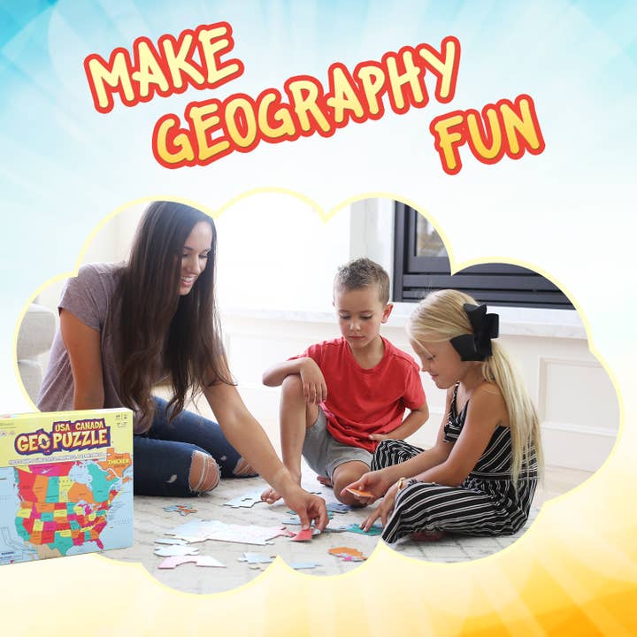 Geotoys - Wholesale Puzzle - Kids - Geotoys GeoPuzzle, 69 USA + Canada Shaped Pieces5