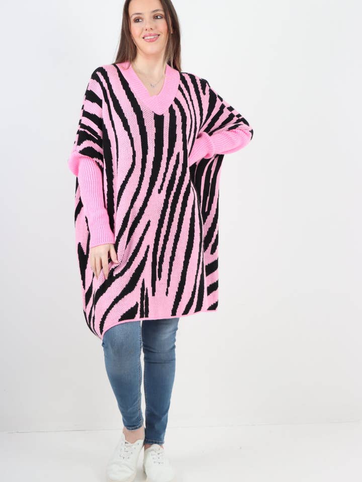 Oversized Zebra Print Jumper Top for wholesale by Miss Bold
