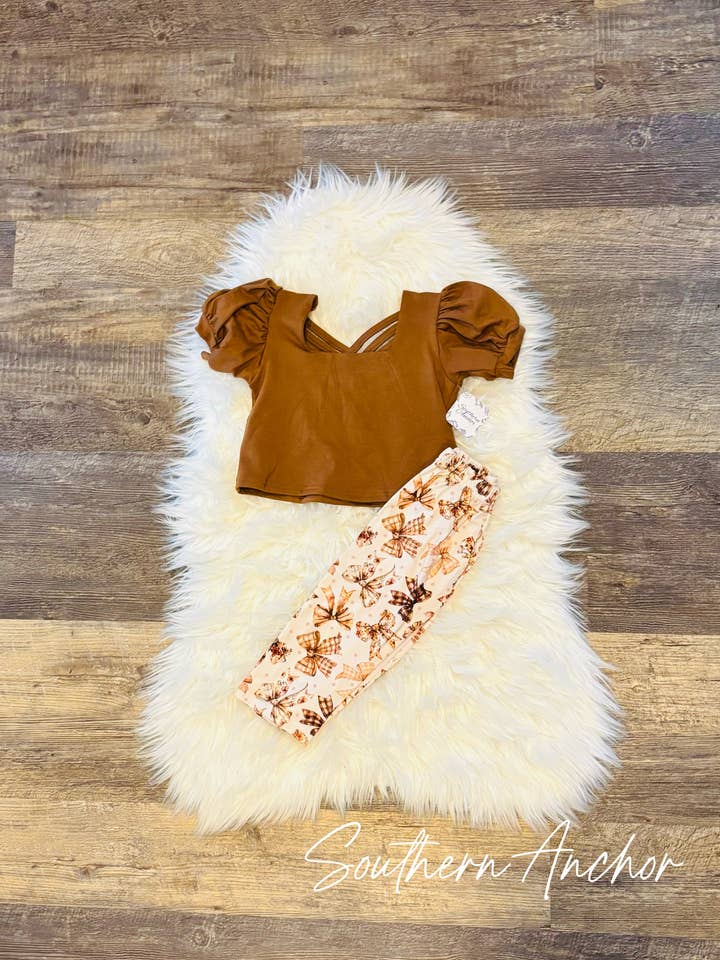 Puff Brown Bow Set for wholesale by Southern Anchor