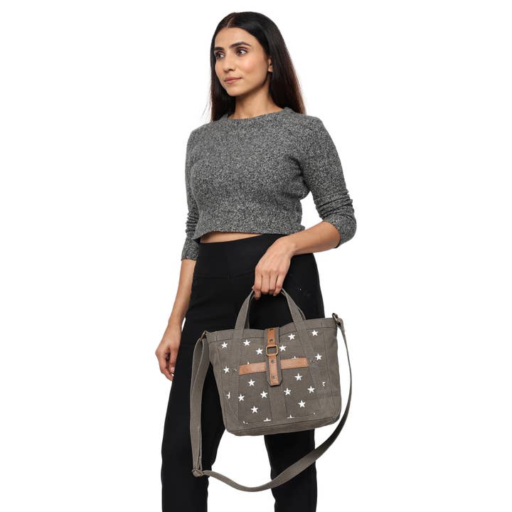 Mona B. – wholesale Crossbody bag – Women's – Escape Star Up-Cycled Canvas Crossbody Bag